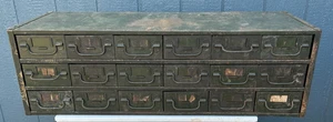 Vintage 18 Drawer Metal Parts Cabinet 11"3/8 deep 34" Long 10"5/8 Tall - Picture 1 of 14