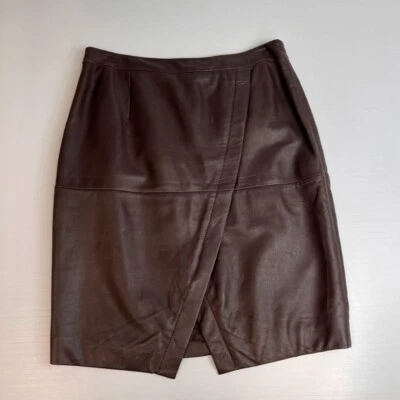 Halogen Skirt Women 6P Petite Leather Wrap Front Slit 29x20 Work Party Core Go - Image 1 of 4