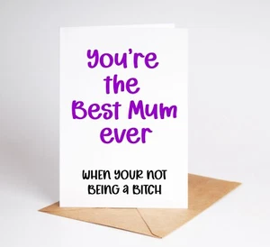 Funny Mother's Day Birthday Card Rude Mum Step-Mum Parent Card BC255 - Picture 1 of 3