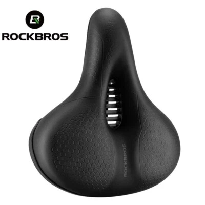 ROCKBROS Bike Saddle Memory Foam Shockproof PU Leather Comfortable Widen Cushion - Image 1 of 4