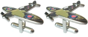WW2 Spitfire Battle of Britain RAF Air Force Military Metal Aircraft Cufflinks - Picture 1 of 1