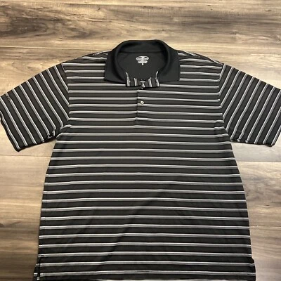 Pro Player Shirt Mens XL Black With White Stripe Collared Polyester Golf Polo - Image 1 of 4
