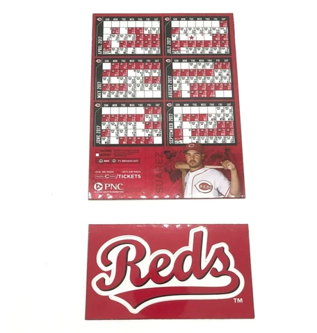 ⚾️     2017 Cincinnati Reds SGA Magnetic Schedule w/ Reds Magnet, Suarez Cover