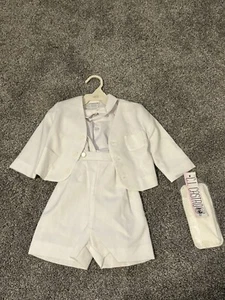 Baby Boy Set, Short Suit Overall, Knee Sock, Christening, 24Mo, White,Easter - Picture 1 of 13
