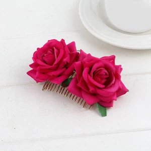 Women Rose Flower Comb Hairpin Hair Clips Brooch Wedding Bridal Accessories ☋ - Picture 1 of 23