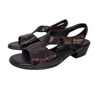 SAS Women Sandal Suntimer Size 8.5M Brown Croc Print Leather Slingback Shoe - Image 1 of 4