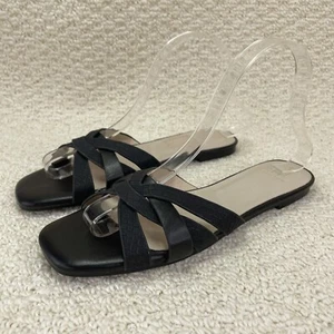 Halston Slipper-Sandale Damen 7 Schlangenleder geprägt schwarz Riemen Flip-Flop - Bild 1 von 9