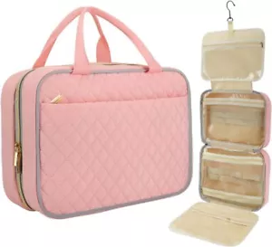 Bolsa de inodoro de viaje, bolsa colgante de inodoro con gancho, maquillaje organizador de viajes rosa - Imagen 1 de 7