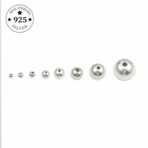 Sterling Silver Ball End Beads Round Loose Spacer Bead Jewelry Making Finding 50