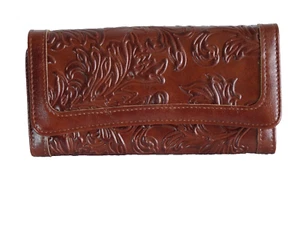 Women's Wallet Leather Blocking Trifold Purse Embossed Checkbook Organizer NEW - Picture 1 of 9
