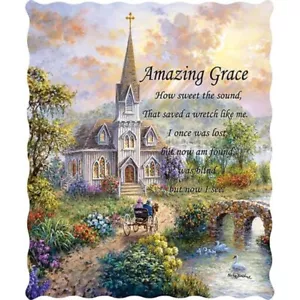 Amazing Grace How Sweet Artist Nicky B Quilted Throw Blanket 50x60 Virah Bella - Picture 1 of 3