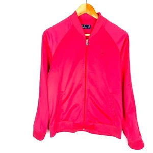 FRED PERRY Women Track Jacket Size XL UK16 EU44 Red Cotton Polyester Activewear - Picture 1 of 9