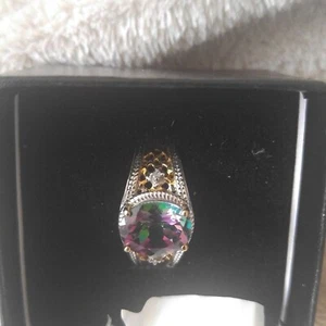 Womens 14K Yellow Gold Over SSS Diamonds and 3.25 CTW Mystic topaz Size7 - Picture 1 of 3