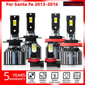 H7+H11+H11 LED Headlight Fog Light Bulb Combo Kit For Hyundai Santa Fe 2013-2016 - Picture 1 of 12