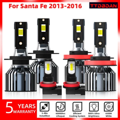 H7+H11+H11 LED Headlight Fog Light Bulb Combo Kit For Hyundai Santa Fe 2013-2016 - Image 1 of 4