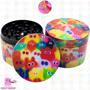 50mm Fuzzy Colourful Cute Anime Cartoon Funny 4-Piece Metal Tobacco Grinder Gift - Picture 1 of 21