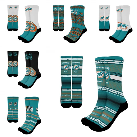 Miami Dolphins Unisex Crew Socks Sports Socks Above Ankle One Pair Fans Gift Cover