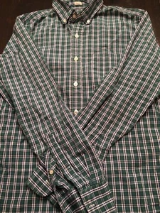 J. CREW Men's Small Long Sleeve Button Front Shirt Plaid -Slim Fit -Green & Blue - Picture 1 of 3