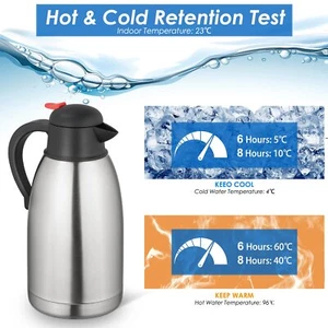 Thermosflasche Edelstahl 2L Thermoskanne Isolierflasche Isolierkanne Kaffeekanne - Bild 1 von 18