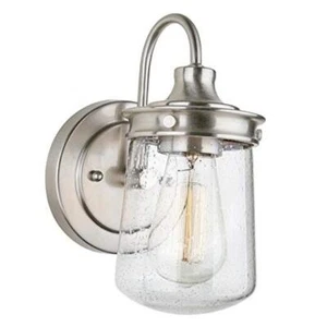 Kira Home Mason 10" Industrial Wall Sconce, Seeded Brushed Nickel, 1-light - Picture 1 of 7