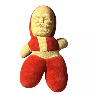 Vintage Santa Cloth Face Hand Stitched Painted Face Childs Stuffed Toy Rare - Picture 1 of 8