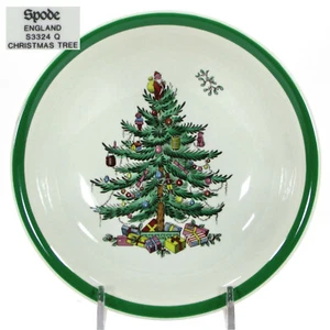 Vtg Spode England CHRISTMAS TREE 8oz Cereal Oatmeal 6.25" Bowl Green Rim S3324-Q - Picture 1 of 11