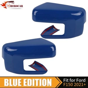 🌟 Par de cubiertas de espejos retrovisores superpuestos para Ford F150 2021 2023 2024 con orificio de señal azul - Imagen 1 de 9