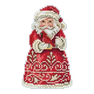 Babbo Natale con perline cardinali punto croce kit ornamento mulino collina 2021 Jim Shore - Foto 1 di 1
