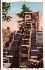 Postal vintage de 1920 Royal Gorge, Colorado "Top of Scenic Incline" HHT sin usar - Imagen 1 de 2