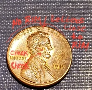1985 Lincoln Mem'l US Error Weak Design Elements,B/S Rim,Die Crack:Lincoln Cheek - Picture 1 of 9