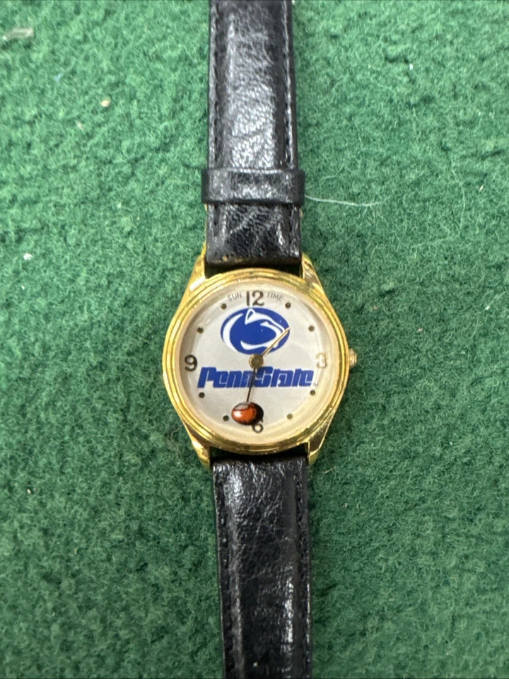 Vintage Penn State Watch Men's Gold-Tone Leather Wrist Band “As Is” - Image 1 of 2