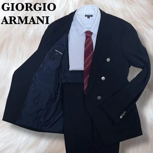GIORGIO ARMANI Modern Tag Double Breasted Suit Black M Silver Buttons Italy - Picture 1 of 24