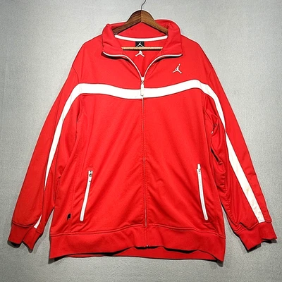 Chaqueta Jordan Para Hombre XL Roja Blanca Cremallera Completa Pista Atlética Jumpman Logo Foto 1 de 4