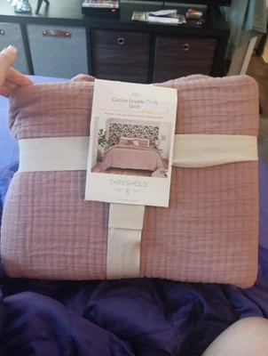 Threshold Quilt Double Cloth Textured Solid Midweight OEKO-TEX, Mauve, King - Image 1 of 4