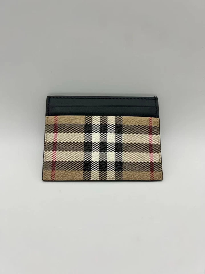 Burberry Cardholder Wallet - Sandon Beige - Check Canvas - silver Logo Inside - Image 1 of 4