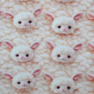 French Terry mit Lamm Lämmchen Schafe Schäfchen 3 D Optik 50 x 150 cm ♕ Nähen - Bild 1 von 4