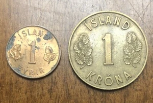 Iceland Island 1 Eyrir 1 Krona 1952 One Cent Coins - Picture 1 of 3