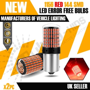 2x 1156 144 RED CANBUS ERROR FREE SMD LED BULBS BRAKE LIGHT BACK UP Tail Light - Picture 1 of 9