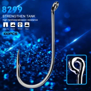 100pc Fishing Hook Octopus HC-72A High-carbon Steel Fishhook Bass Single Hooks - Picture 1 of 28