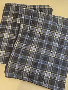 Tommy Hilfiger Home Set of 2 Quilted Navy Blue Plaid Standard Shams Bedding - Picture 1 of 8