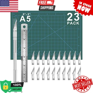 23 Pack Precision Craft Knife Kit with 20 #11 Blades, A5 Self-Healing Cutting Ma - Picture 1 of 7
