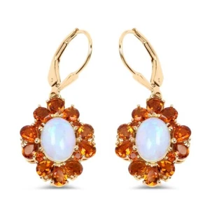 Pendientes de topacio blanco citrino ópalo etíope genuino 5,42 quilates chapados en oro de 14K - Imagen 1 de 4