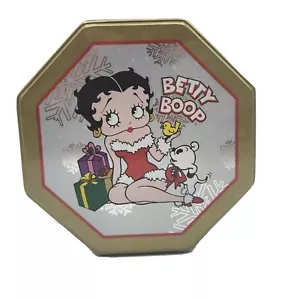 De colección Betty Boop lata navideña 2001 forma de octágono con tapa, plata y oro Usado en excelente condición - Imagen 1 de 9