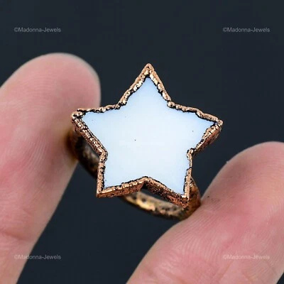 铜六边形珍珠母石周年纪念电成型新戒指美国 7.25 — 第 1/4 张图片