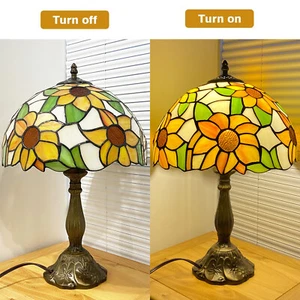 Tiffany style Sunflower Stained Glass Table Lamp Desk Art Vintage Lamp 18" - Picture 1 of 5