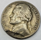 1945 D Jefferson Krieg Nickel DRAMATISCHE LAMINIERUNG oder ist es ein GETEILTER PLANCHET FEHLER?