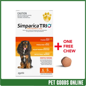 Simparica Trio Orange For Small Dogs 5.1-10kg 6 Pack + 1 Free - Picture 1 of 1