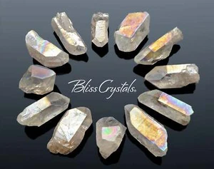 1 Small RAINBOW Angel Aura Rough Quartz Point Platinum & Silver Frosted #AA06 - Picture 1 of 1