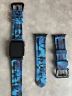Blue Camo Silicone Rubber Diving Watch Strap Band For Apple Watch 42/44/45/49Mm