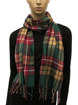 女士格子围巾带条纹检查秋冬可爱 — 第 1/3 张图片